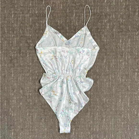 Vintage Laura Adams Womens Satin Floral Teddie Lingerie Size Small - Picture 2 of 5